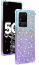 Voor Samsung Galaxy S20 Ultra Gradient Glitter Poeder Schokbestendig TPU Beschermhoes (Blauw Paars)