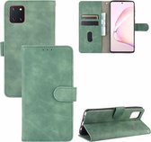 Voor Samsung Galaxy Note10 Lite / A81 Effen kleur Huidgevoel magnetische gesp Horizontale flip kalftextuur PU lederen tas met houder & kaartsleuven & portemonnee (groen)