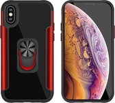 PC + TPU + metalen schokbestendige beschermhoes met ringhouder voor iPhone XS / X (rood)