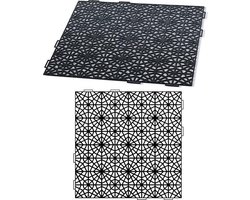 Prosperplast Mozaïek vloermat vloertegelbodem voor zwembad sauna vloermodule kunststof zwart (1x vloermat 39,7x39,7x1cm)