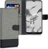 kwmobile telefoonhoesje voor Nokia 2.4 - Hoesje met pasjeshouder in grijs / zwart - Case met portemonnee