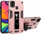 Voor Samsung Galaxy F41 2 in 1 pc + TPU schokbestendige beschermhoes met onzichtbare houder (roségoud)