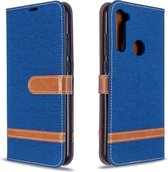 Voor Xiaomi Redmi Note 8T kleuraanpassing denim textuur horizontaal flip pu lederen tas met houder & kaartsleuven & portemonnee & lanyard (blauw)