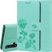 Rose reliÃ«f horizontale flip PU lederen tas met houder en kaartsleuven en portemonnee voor Huawei Honor 20 (groen)