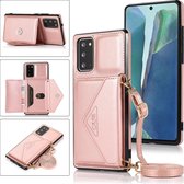 Voor Samsung Galaxy Note20 Multifunctionele Cross-body Card Bag TPU + PU Cover Case met houder & kaartsleuf & portemonnee (Rose Gold)