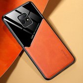 Voor Xiaomi Redmi 10X 5G All-inclusive leer + telefoonhoes van organisch glas met metalen ijzeren plaat (oranje)