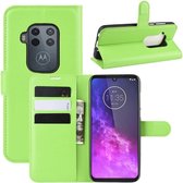 Voor Motorola One Zoom Litchi Texture Horizontale Flip Leren Case met Portemonnee & Houder & Kaartsleuven (Groen)