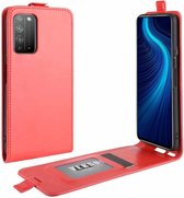 Voor Huawei Honor X10 5G R64 Textuur Enkele Verticale Flip Lederen Beschermhoes met Kaartsleuven & Fotolijst (Rood)