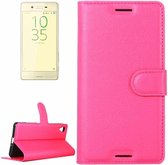 Litchi Texture Horizontale Flip Leren Case met Houder & Kaartsleuven & Portemonnee voor Sony Xperia X Performance (Magenta)