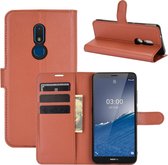 Voor Nokia C3 Litchi Texture Horizontale Flip Leren Case met Houder & Kaartsleuven & Portemonnee (Bruin)