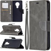 Voor Nokia 5.3 Retro Lambskin Texture Pure Color Horizontale Flip PU Leather Case met Houder & Kaartsleuven & Portemonnee & Lanyard (Grijs)