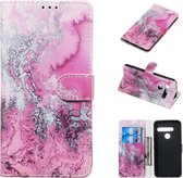Gekleurde tekening marmer patroon horizontale flip PU lederen tas met houder & kaartsleuven & portemonnee voor LG G8 ThinQ / G8 (zeewater)
