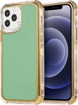 3 in 1 Dreamland Galvaniseren effen kleur TPU + transparante rand beschermhoes voor iPhone 12/12 Pro (groen)