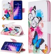 Voor Xiaomi Redmi Note 8 Gekleurde Tekening Horizontale Flip Leren Case met Houder & Kaartsleuven & Portemonnee (Twee Vlinders)