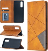 Voor OPPO Find X2 Neo / Reno 3 Pro Rhombus Texture Horizontale Flip Magnetische Leren Case met Houder & Kaartsleuven (Geel)