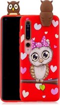 Voor Xiaomi Mi 10 5G schokbestendige cartoon TPU beschermhoes (rode uil)