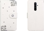 Voor Xiaomi Redmi Note 8 Pro Horizontale Flip Effen Kleur Strass Lederen Case met Kaartsleuf & Portemonnee & Houder (Diagonale Bloem)