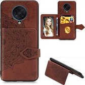 Voor Xiaomi POCO X2 Mandala Reliëf Magnetische Doek PU + TPU + PC Case met Houder & Kaartsleuven & Portemonnee & Fotolijst & Riem (Bruin)