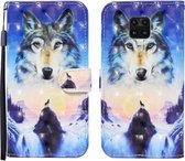 Voor Xiaomi Redmi Note 9S 3D Geschilderd Patroon Horizontale Flip Leren Case met Houder & Portemonnee & Kaartsleuf & Lanyard (Sunrise Wolf)