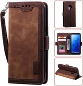 Voor Galaxy S9 Retro Splicing Horizontale Flip lederen tas met kaartsleuven & houder & portemonnee (bruin)