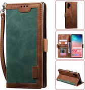 Voor Galaxy Note 10 Pro Retro Splicing Horizontale Flip lederen tas met kaartsleuven & houder & portemonnee (groen)
