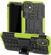 Voor iPhone 11 Tyre Texture TPU + PC schokbestendig hoesje met houder (groen)