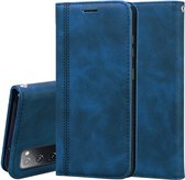 Voor Samsung Galaxy S20 FE 5G Frosted Business Magnetische Horizontale Flip PU Leather Case met houder & kaartsleuf & lanyard (blauw)