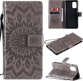 Voor OnePlus 8T Sun Embossing Pattern Horizontale Flip Leather Case met Card Slot & Holder & Wallet & Lanyard (Grey)