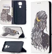 Voor Xiaomi Redmi Note 9 Gekleurde Tekening Patroon Onzichtbare Magnetische Horizontale Flip PU Lederen Case met Houder & Kaartsleuven & Portemonnee (Meisje)