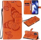 Voor Xiaomi Mi 10 Lite 5G 3D Vlinders Embossing Patroon Horizontale Flip Leren Case met Houder & Kaartsleuf & Portemonnee & Lanyard (Oranje)