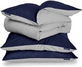 sleepwise Soft Wonder Edition beddengoed - dekbedovertrek 155x200 cm - donkelblauw / lichtgrijs