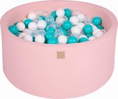 Ronde Ballenbak set incl 300 ballen 90x40cm - Licht Roze: Wit, Transparant, Turquoise