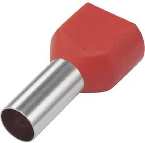 Embout double d'extrémité de câble TRU COMPONENTS TE100-14RD 10 mm² x 14 mm partiellement isolé rouge 100 pc(s)
