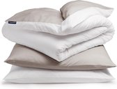 sleepwise Soft Wonder Edition beddengoed - dekbedovertrek 200x 200 cm - taupe /wit