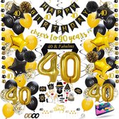 Fissaly® 40 Jaar Verjaardag Decoratie Versiering - Ballonnen – Jubileum Man & Vrouw - Zwart en Goud