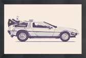 JUNIQE - Poster in houten lijst DeLorean-tijdmachine - Back to the