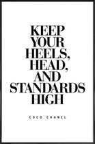 JUNIQE - Poster in kunststof lijst Keep Your Heels - Citaat van Coco