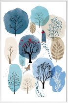 JUNIQE - Poster in kunststof lijst Winter Forest -20x30 /Blauw & Groen