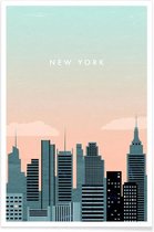 JUNIQE - Poster New York - retro -20x30 /Grijs