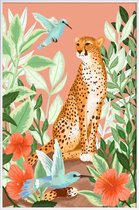 JUNIQE - Poster in kunststof lijst Tropic Cheetah -30x45 /Groen &