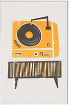 JUNIQE - Poster in kunststof lijst Vinyl Junkie -40x60 /Grijs & Oranje