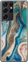 Samsung Galaxy S21 Ultra siliconen hoesje - Magic marble - Soft Case Telefoonhoesje - Multi - Marmer