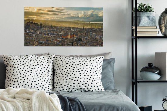 Canvas schilderij 80x40 cm - Wanddecoratie Centrum - Edinburgh - Oud - Muurdecoratie woonkamer - Slaapkamer decoratie - Kamer accessoires - Schilderijen op canvas