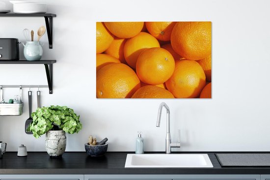 Oranges fraîches récoltées dans une toile d'Espagne baignée de soleil 60x40 cm - Tirage photo sur toile (Décoration murale salon / chambre)