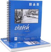 H&B® Professionele Schetsboek A4 - 100 vellen - Schetsblok - Tekenblok - Schetspotloden Tekenen - Kleurboek - Kinderen & Volwassenen
