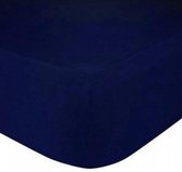 Premium hoeslaken-jersey-100% katoen -stretch-Lits-jumeaux-190x220+40 cm-Voor Hoekhoogte  - Donkerblauw
