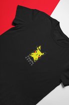 Pikachu Pixel Art Zwart T-Shirt - Kawaii Anime Merchandise - Pokemon - Unisex Maat XL