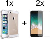 iParadise iPhone 5 hoesje shock proof case - iphone se 2016 hoesje shock proof case transparant - iphone 5s hoesje shock proof case hoes cover - 2x iphone 5/SE 2016/5s screenprotec