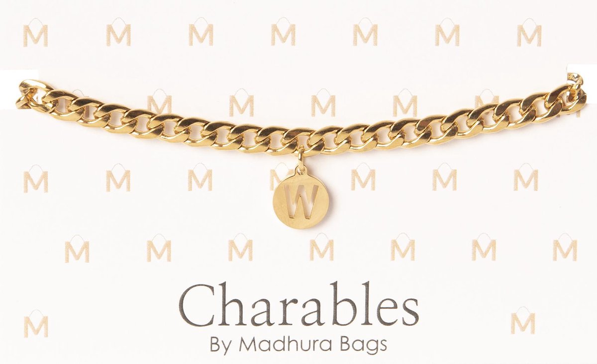 Charables by Madhura Bags Armband Elegance Goud – Waterproof – Hypoallergeen – RVS - Naamletter W