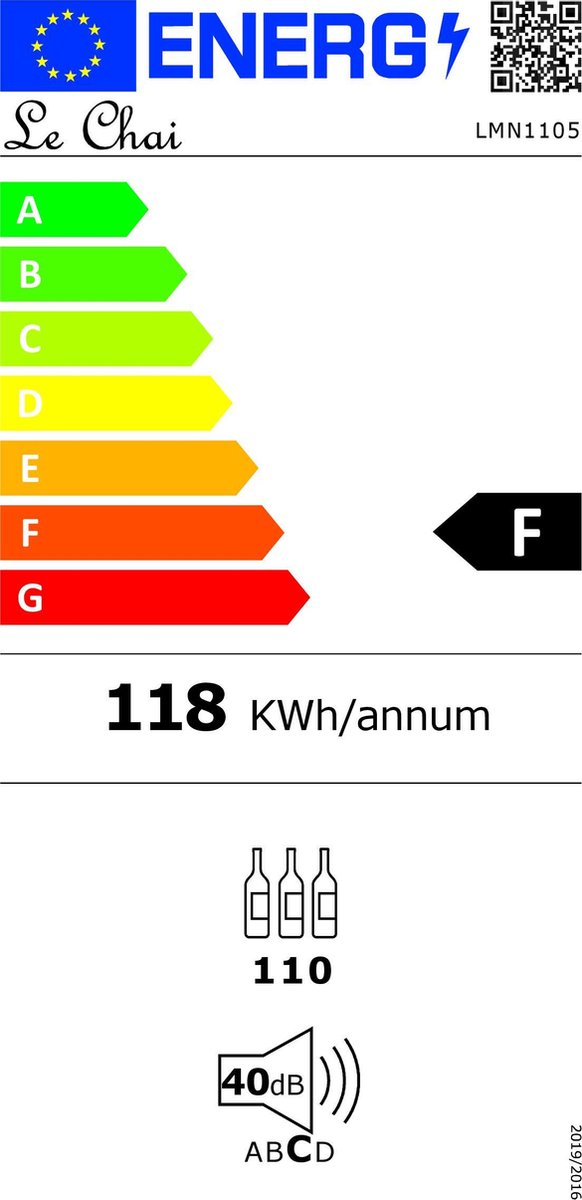 Le Chai LMN 1105 Wijnkoelkast - 110 Flessen Vrijstaand of - afbeelding 2